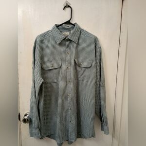 LL Bean Green Checkered Button-Up Shirt